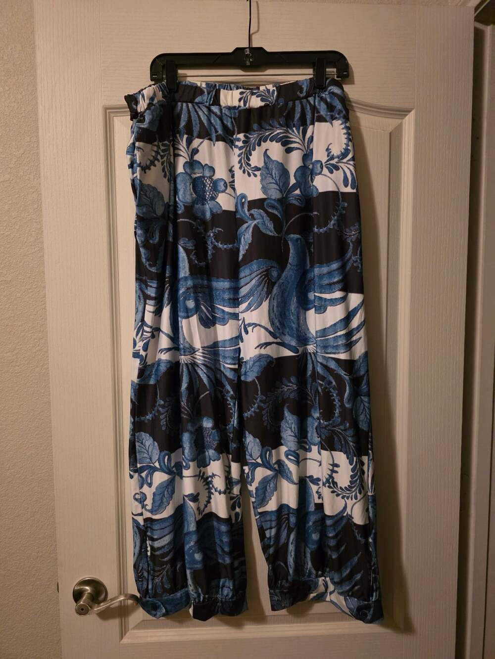 Simply Aster Blue White Floral Elephant Wide Leg Pants 4X